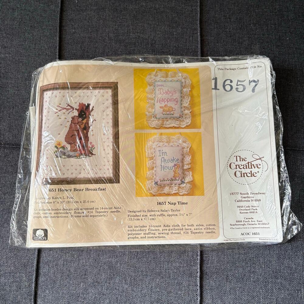 Nap Time Door Hanger Vintage Counted Cross Stitch Kit The Creative Circle - 1988